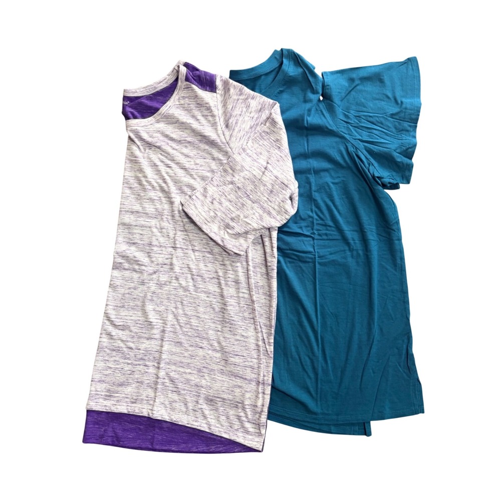 Woman Within Plus Size 1X 22/24 Top Bundle Purple Space Dye Teal Cold Shoulder
